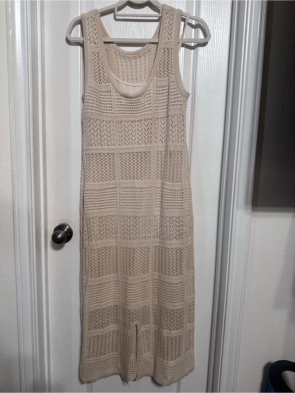 Lucky Brand crochet beach Knit Midi Dress in Beige - Picture 3 of 5